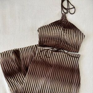 Brown and Cream Two-Piece Set